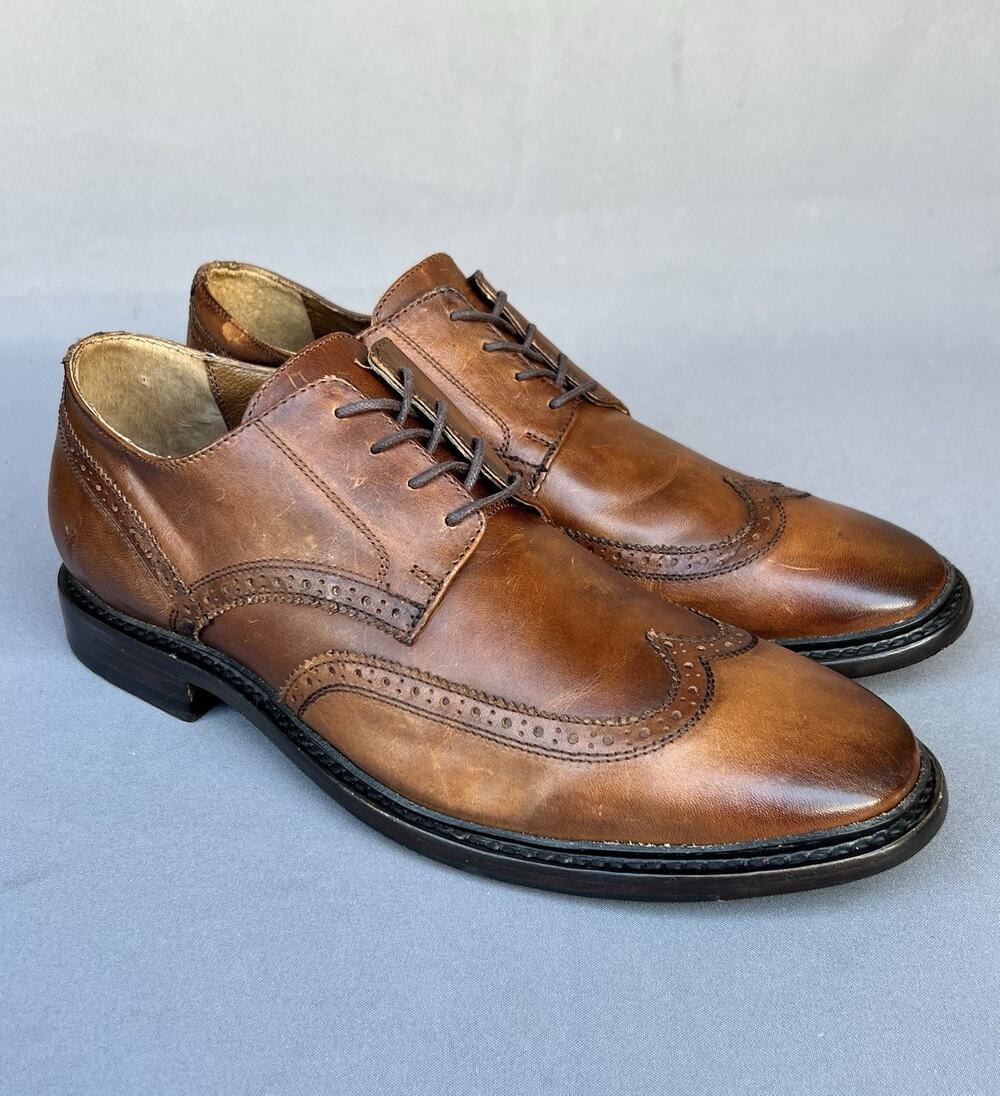 FRYE Paul Wingtip Derby Leather Shoes Brown Men's Size 11 US
